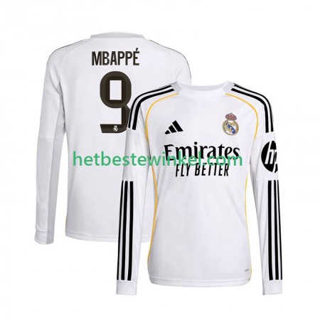Real Madrid Kylian Mbappé 9 Voetbalshirts Thuis 2025-26 - LS